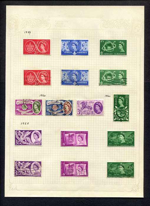 Great Britain - 16 Stamps Mounted On Old Album Page