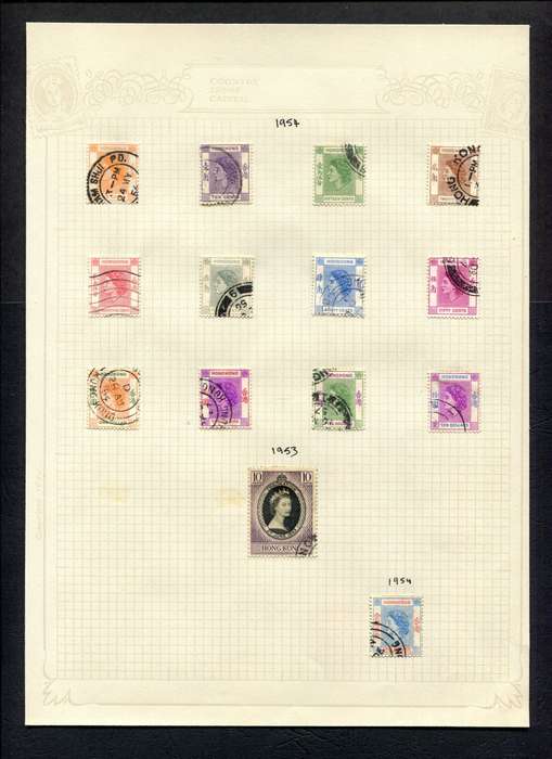 Hong Kong - 14 Stamps Mounted On Old Album Page