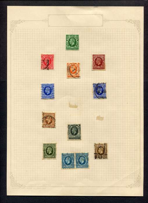 Great Britain - 12 Stamps Mounted On Old Album Page