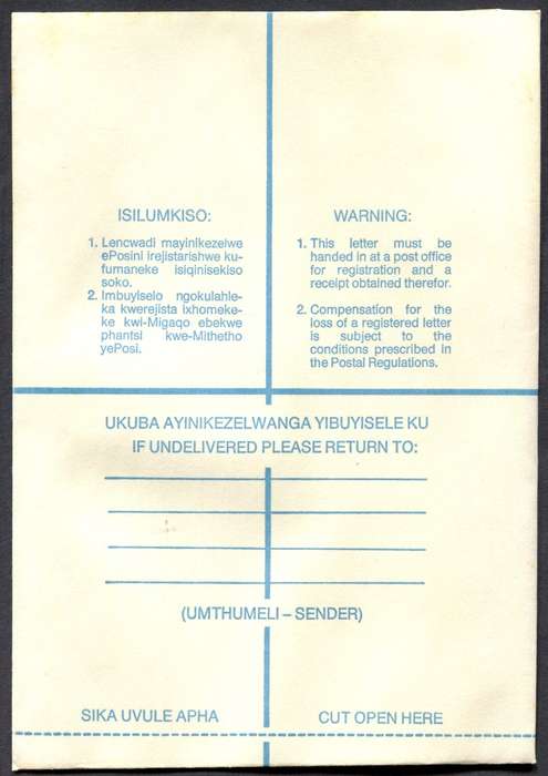 Transkei - Postal Stationary - Registered Cover