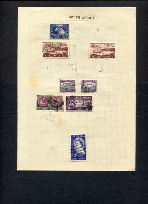 Union of SA - 8 Stamps Mounted on Old Album Page