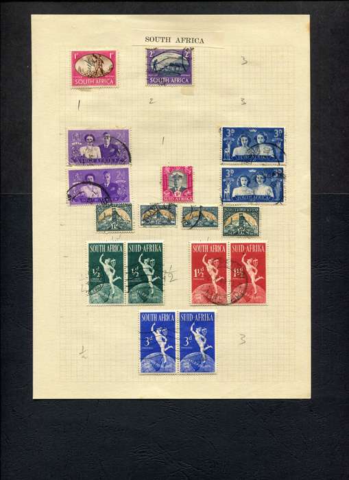 Union of SA - 17 Stamps Mounted on Old Album Page