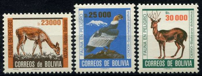 Bolivia - Animals - 1985 - MNH