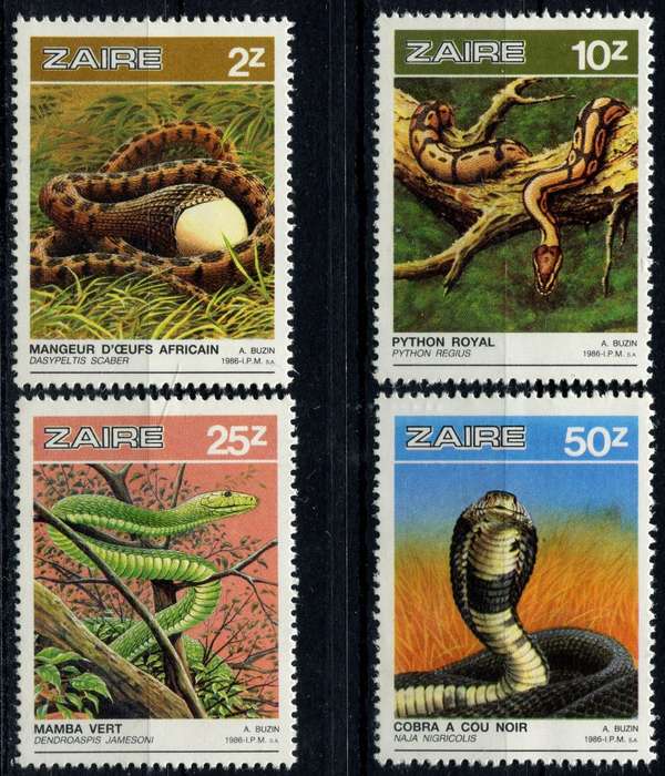 Zaire - Snakes - 1987 - MNH