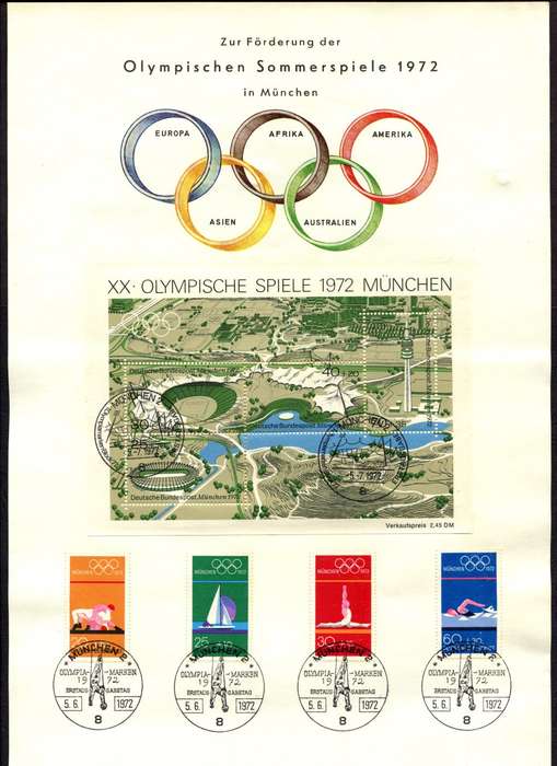 Germany - Sport Olympics - Miniature Sheet  + 4 Stamps on Sheet - 1972