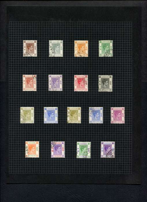 Hong Kong - 17 Stamps Mounted (Hinged) on Old Album Page