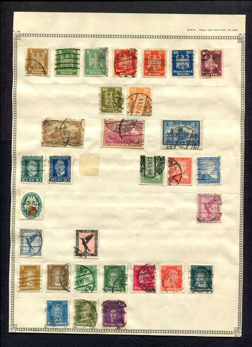 Germany - 56 Stamps Mounted (Hinged) On Both Sides Of An Old Album Page