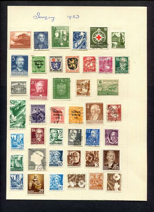 Germany - 42 Stamps Mounted (Hinged) On An Old Album Page