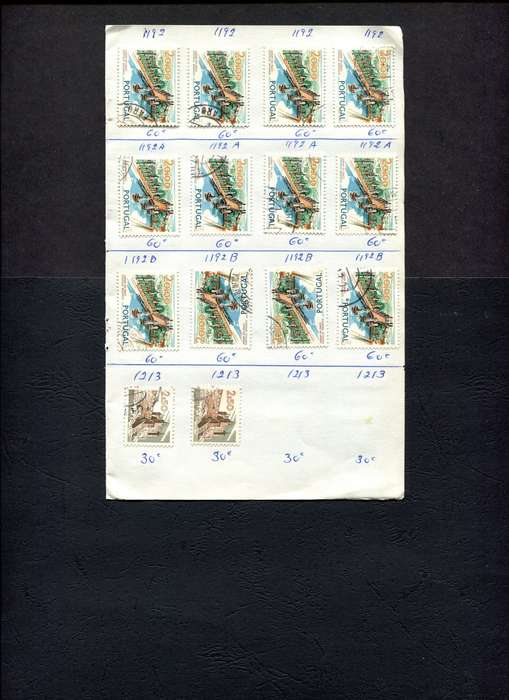 Portugal - 14 Stamps Mounted (Hinged) On Old Approval Page