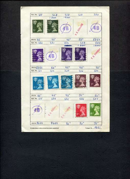 Great Britain - 12 Stamps Mounted (Hinged) On Old Approval Page