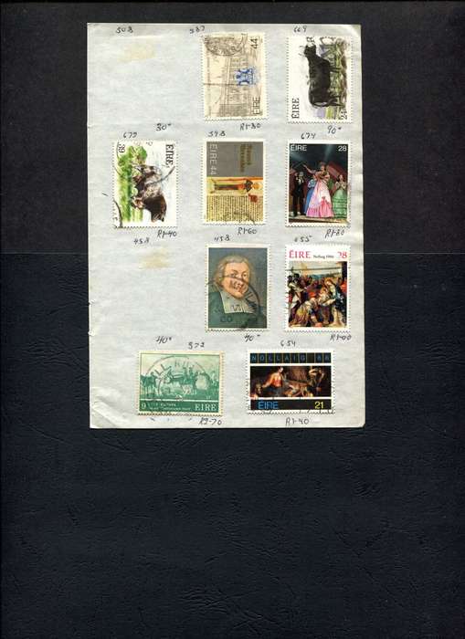 Ireland - 9 Stamps Mounted (Hinged) On Old Approval Page