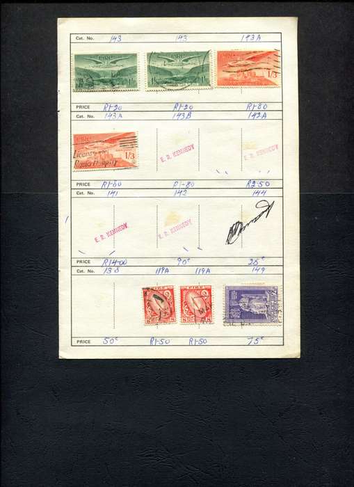 Ireland - 7 Stamps Mounted (Hinged) On Old Approval Page