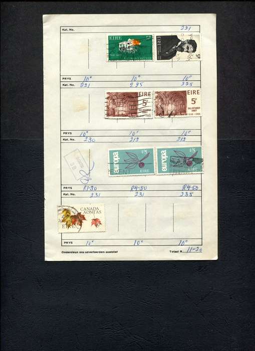 Ireland - 7 Stamps Mounted (Hinged) On Old Approval Page