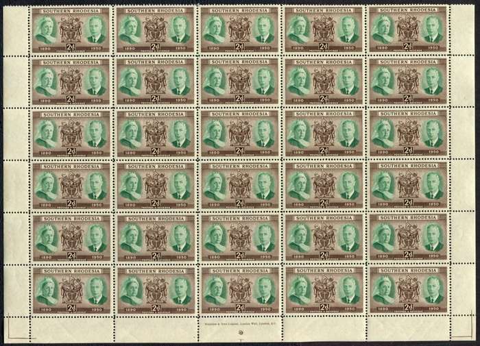 Southern Rhodesia - Part Sheet of 30 - MNH