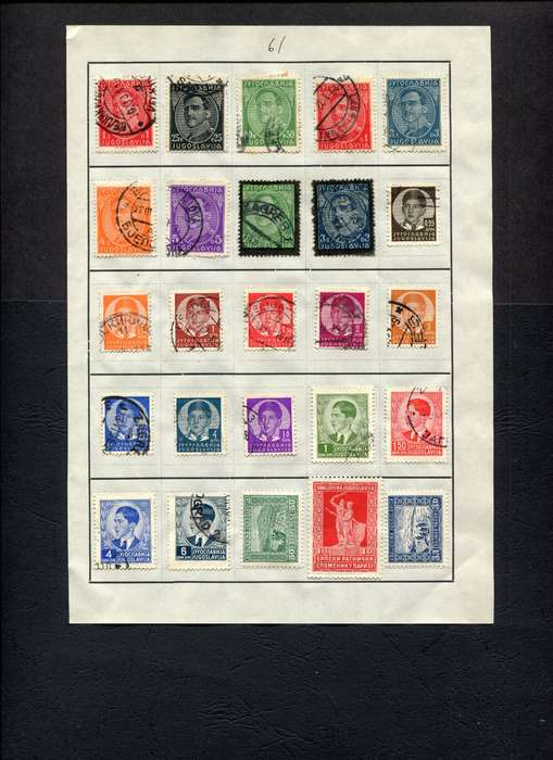 Yugoslavia - 25 Stamps Mounted (Hinged) On Old Approval Page