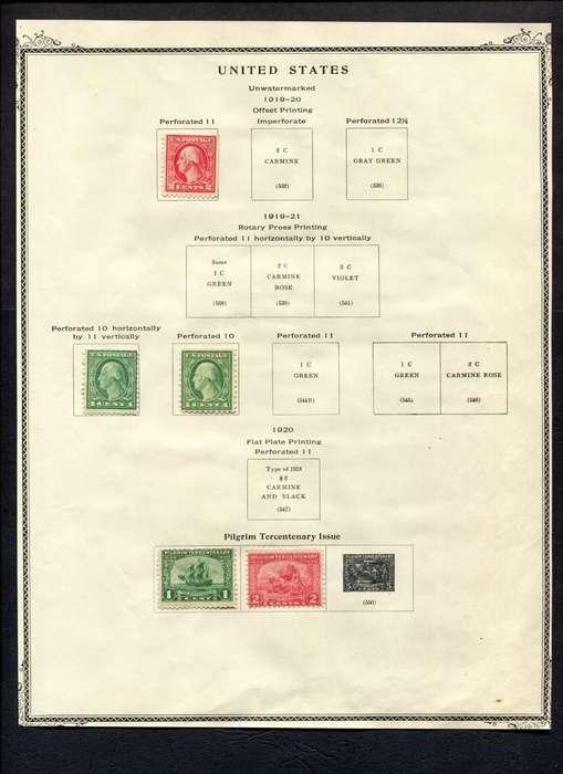 USA - 5 Stamps Mounted (Hinged) On Old Album Page