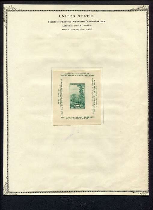 USA - 1 Miniature Sheet Mounted (Hinged) On Old Album Page
