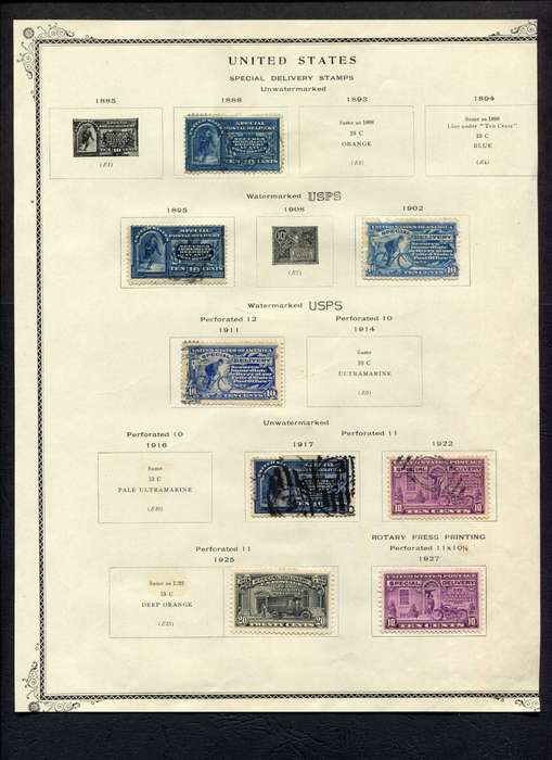 USA - 8 Stamps Mounted (Hinged) On Old Album Page