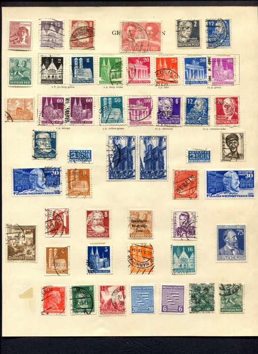 Germany - 49 Stamps Mounted (Hinged) On An Old Album Page