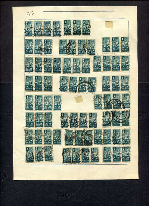 Union of SA - 77 Stamps Mounted (Hinged) on Old Stock Page