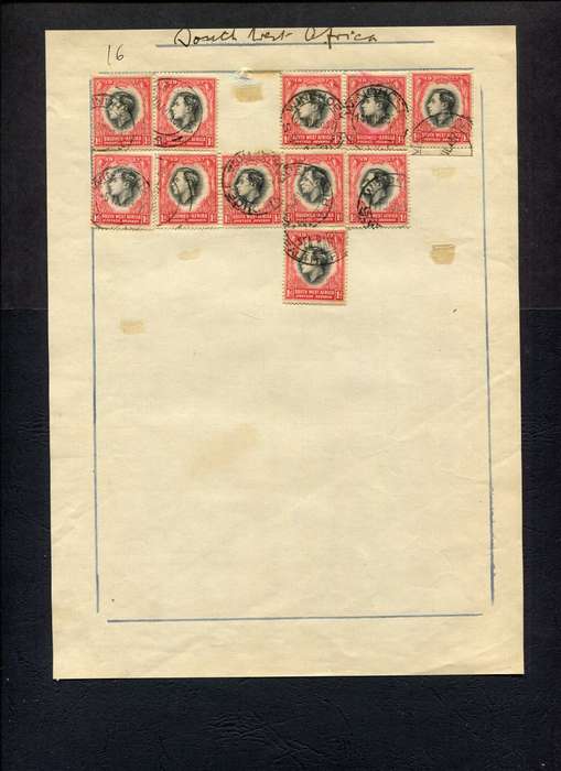 SWA - 11 Stamps Mounted (Hinged) on Old Stock Page