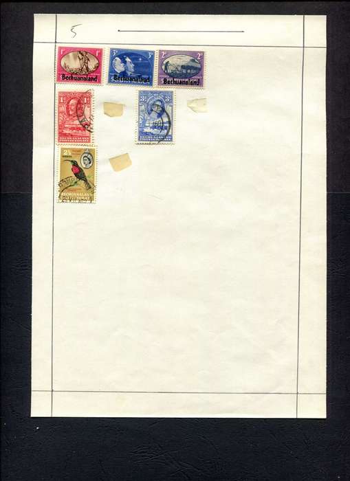 Bechuanaland - 6 Stamps Mounted (Hinged) on Old Stock Page
