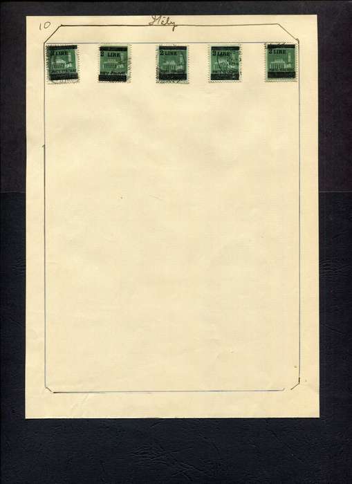 Italy - 5 Stamps Mounted (Hinged) on Old Album Page