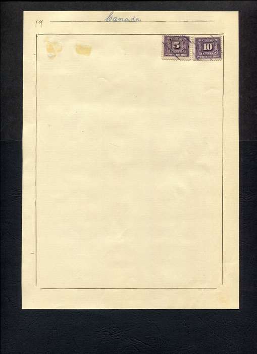 Canada - 2 Stamps Mounted (Hinged) on Old Album Page