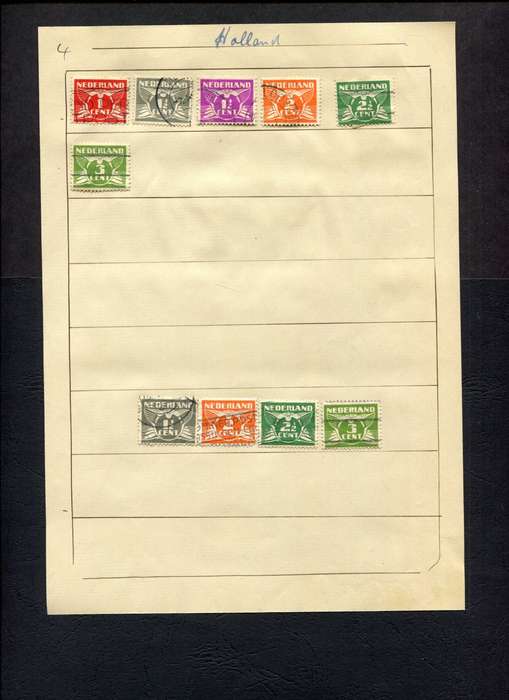 Netherlands - 10 Stamps Mounted (Hinged) on Old Album Page
