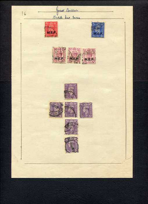 Great Britain - 11 Stamps Mounted (Hinged) on Old Album Page