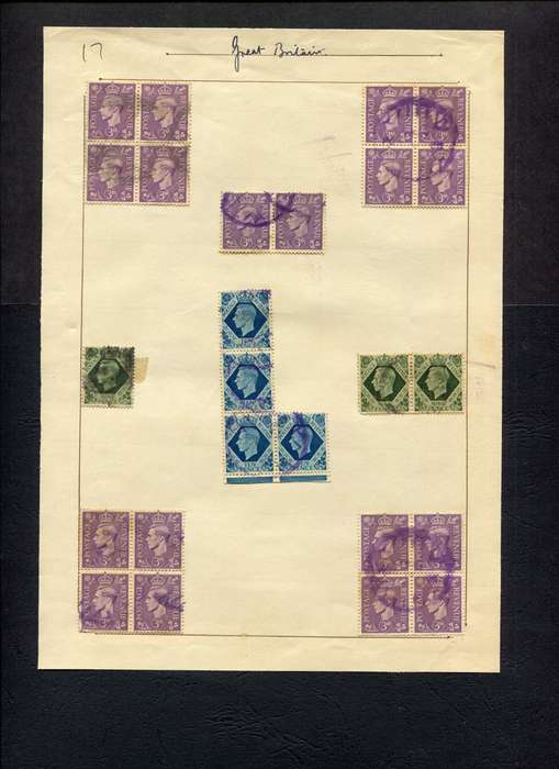 Great Britain - 25 Stamps Mounted (Hinged) on Old Album Page