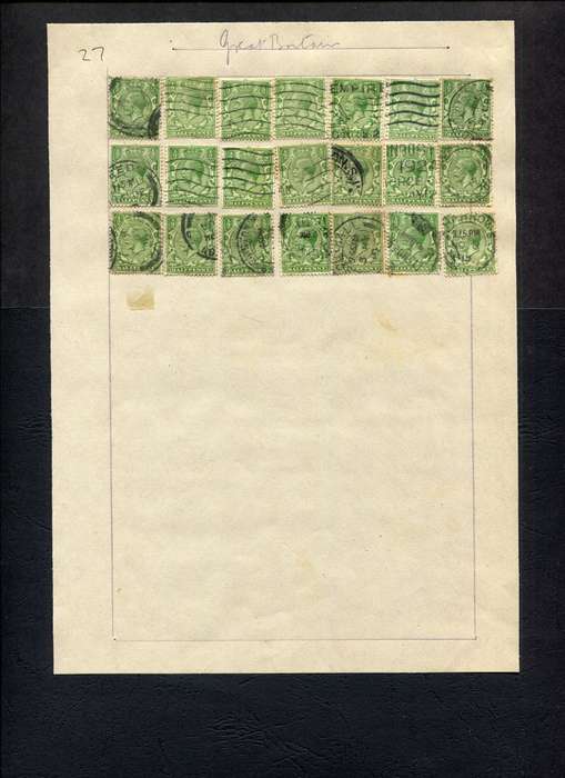 Great Britain - 21 Stamps Mounted (Hinged) on Old Album Page