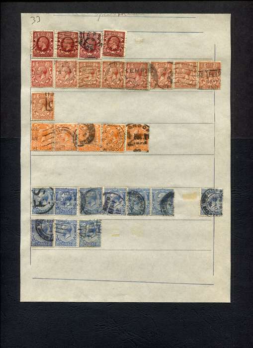 Great Britain - 28 Stamps Mounted (Hinged) on Old Album Page