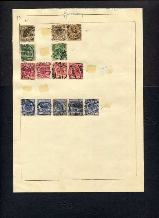 Germany - 14 Stamps Mounted (Hinged) on Old Album Page