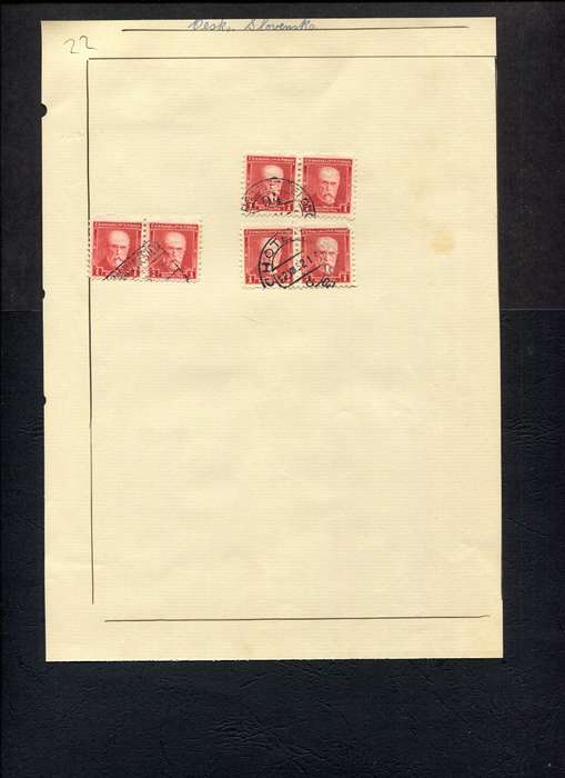 Czechoslovakia - 6 Stamps Mounted (Hinged) on Old Album Page