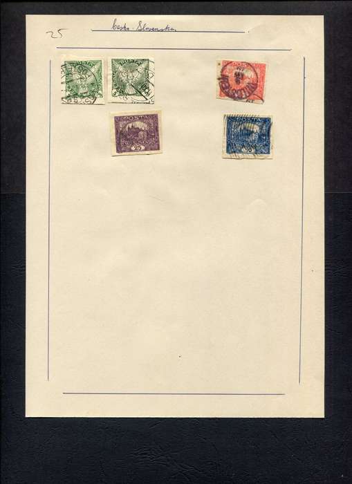 Czechoslovakia - 5 Stamps Mounted (Hinged) on Old Album Page