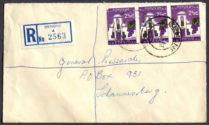 RSA - Cover Registered At Benoni Post Office
