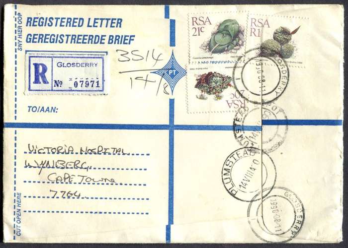 RSA - Cover Registered At Glosderry Post Office