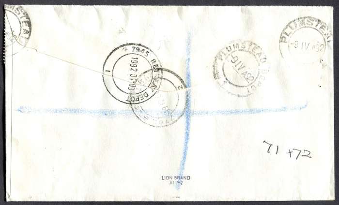 RSA - Cover Registered At Glosderry Post Office