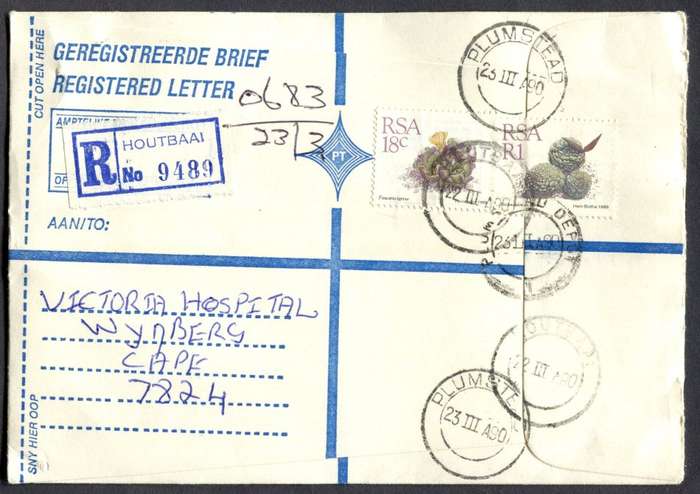 RSA - Cover Registered At Houtbaai Post Office