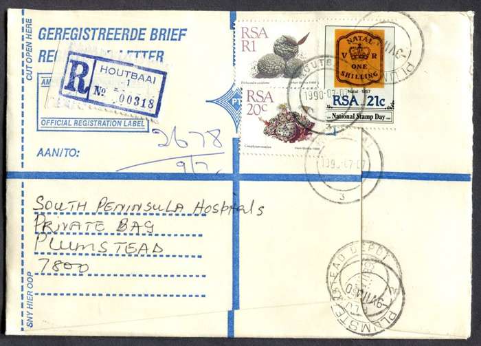 RSA - Cover Registered At Houtbaai Post Office