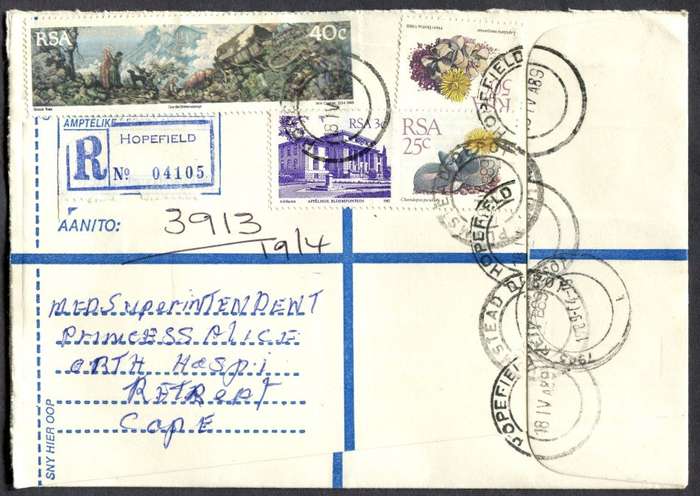 RSA - Cover Registered At Hopefield Post Office
