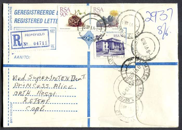 RSA - Cover Registered At Hopefield Post Office
