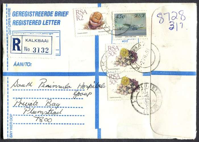 RSA - Cover Registered At Kalkbaai Post Office