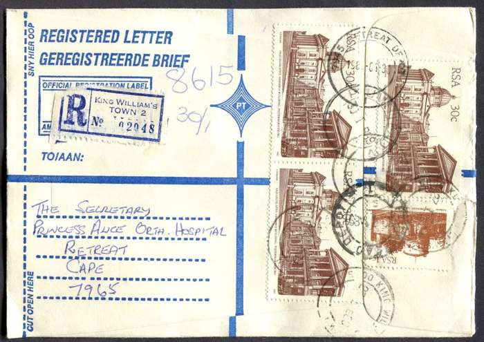 RSA - Cover Registered At King William's Town Post Office