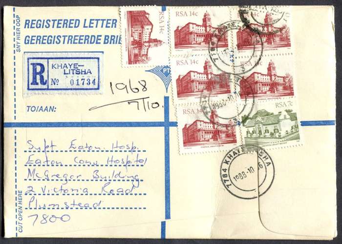 RSA - Cover Registered At Khayelitsha Post Office