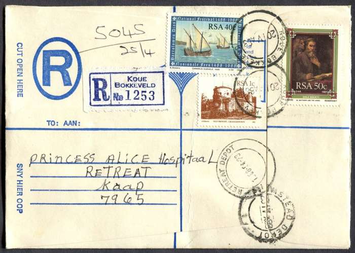 RSA - Cover Registered At Koue Bokkeveld Post Office