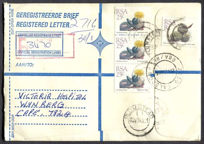 RSA - Cover Registered At Klipdale Post Office