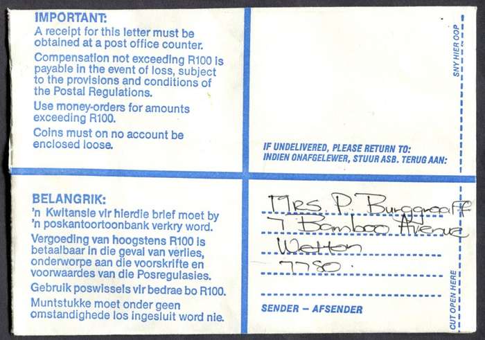 RSA - Cover Registered At Lansdowne Post Office