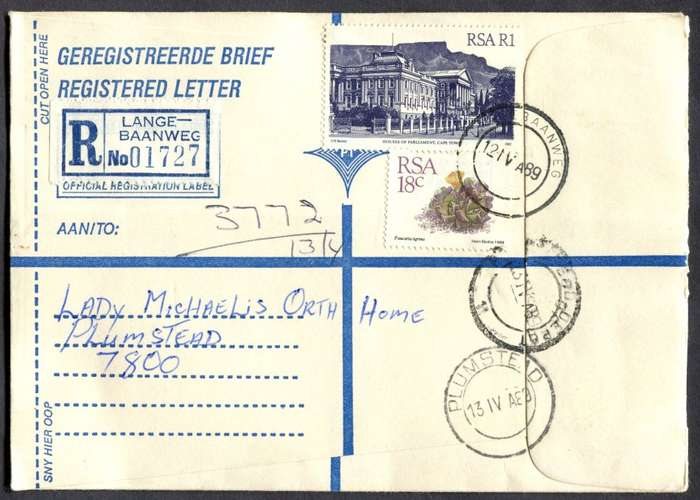 RSA - Cover Registered At Langebaanweg Post Office